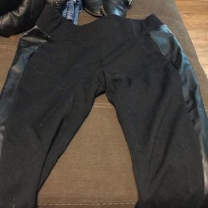 Side leather pants